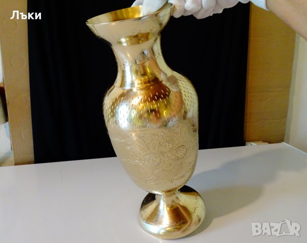 Великолепна британска бронзова ваза 30 см. , снимка 3 - Вази - 29420833
