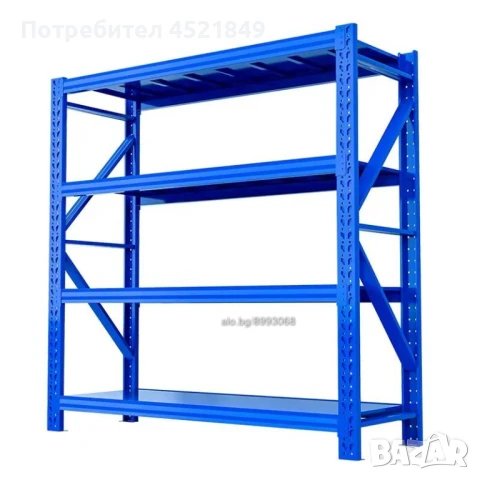 Метален стелаж с метални рафтове, снимка 4 - Стелажи и щандове - 50889991