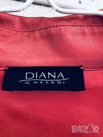 🇮🇹 Дизайнерска копринена риза цвят корал, снимка 2 - Ризи - 29198646