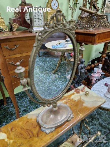 Чудесно много красиво антикварно английско бронзово огледало , снимка 2 - Антикварни и старинни предмети - 44491274