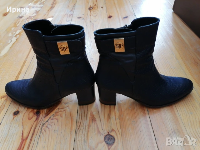 Тъмносини боти от естествена кожа Sara Pen, номер 37, снимка 5 - Дамски боти - 53351813
