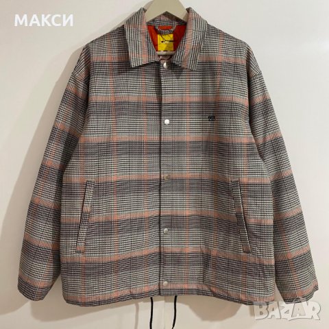 Марково стилно модерно ватирано яке с джобове, капси и топла мека подплата в актуален десен каре