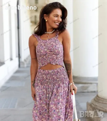 Дамски комплект от две части с топ и пола Febo, 4цвята , снимка 5 - Комплекти - 50413849