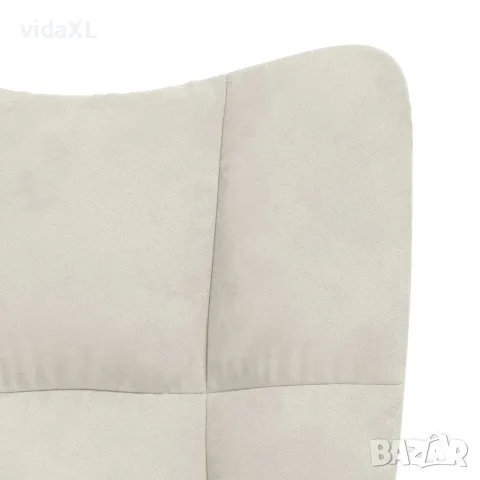 vidaXL Люлеещ се стол с табуретка, кремавобял, кадифе, снимка 10 - Столове - 56146914