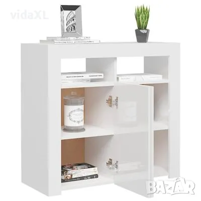 vidaXL Сайдборд с LED светлини, бял гланц, 80x35x75 см(SKU:804334), снимка 3 - Други - 49064797