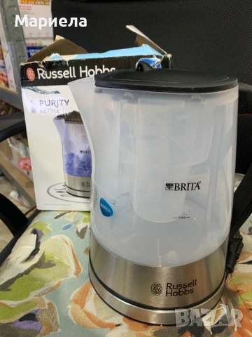Кана за вода Russell Hobbs Purity 22850-70, 2200W, 1л, филтър Brita, синя светлина, снимка 3 - Кани - 53188343