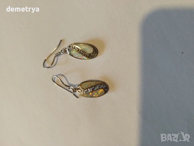 Сребърни обеци с опал , снимка 2 - Обеци - 53285558