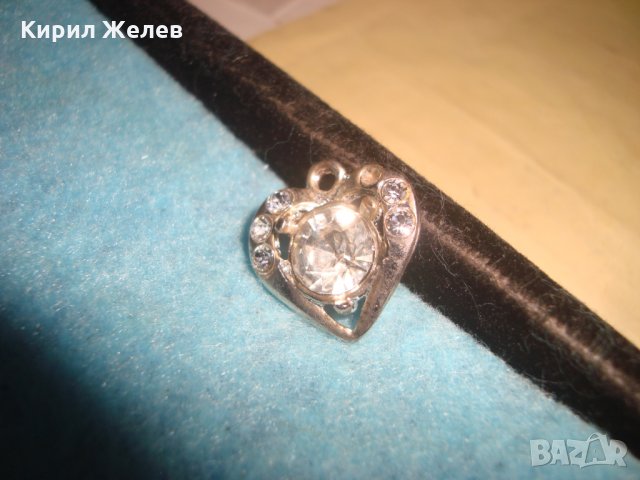 ПОСРЕБРЕНО МИНИАТЮРНО СЪРЦЕВИДНО КРИСТАЛНО СТАРО АРТ ДЕКО СТИЛ МЕДАЛЬОНЧЕ 20221, снимка 6 - Колиета, медальони, синджири - 35653852