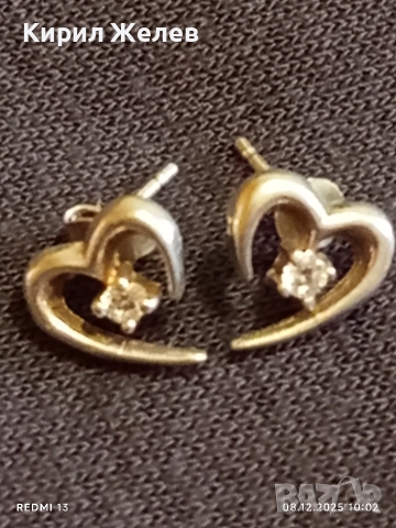 Стилни дамски обеци във формата на сърце ❤️ с кристали 25912, снимка 5 - Обеци - 52686168