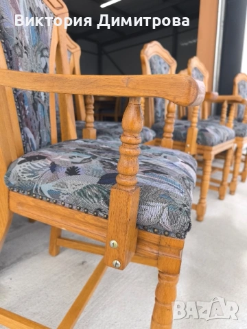 Комплект от 6 трапезни стола с подлакътници , снимка 5 - Столове - 53088231