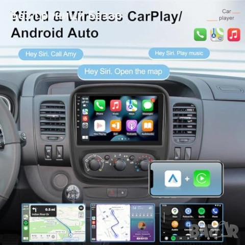 Нова 9'' Android мултимедия Opel Vivaro B CarPlay Android Auto GPS кола, снимка 5 - Друга електроника - 53032006