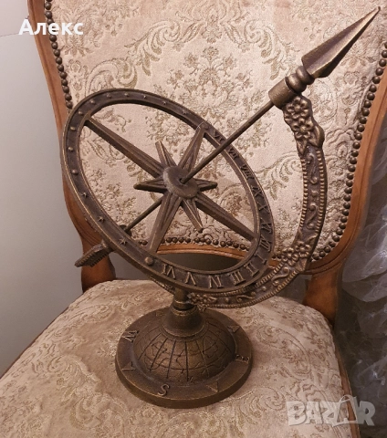 Голям Чугунен слънчев часовник, патина мед! 2.6кг, снимка 4 - Антикварни и старинни предмети - 51468051