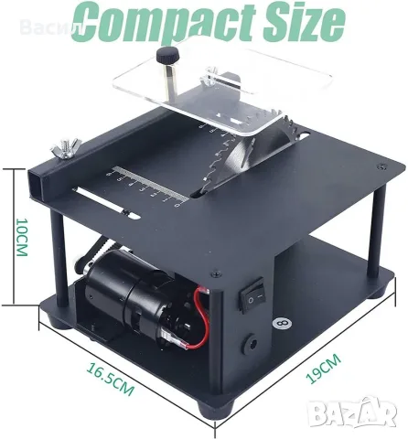 Настолен мини циркуляр / Mini Table Saw – 100W, 24V, снимка 2 - Триони и циркуляри - 56244602
