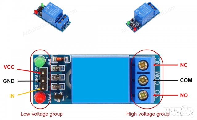 Релеен модул Вход 12V с индикатори. Управление на 10А/250VAC или 30VDC, снимка 5 - Друга електроника - 38753459