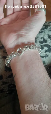 Сребърна Гривна Кралска Плетка-46грама.🇧🇬, снимка 3 - Гривни - 48871785