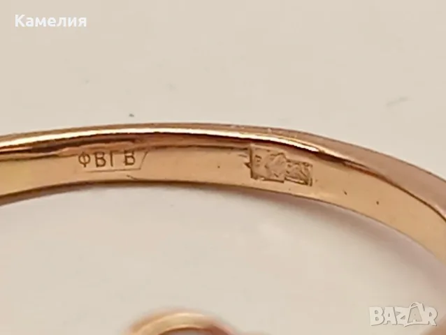 Руско злато. Пръстен с брилианти , снимка 10 - Пръстени - 56256658