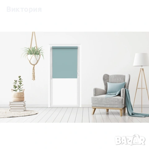 Вътрешна ролетна щора без пробиване 68 х 215см, тюркоаз, снимка 4 - Щори - 53982983