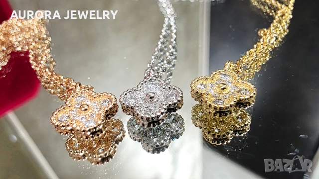 Van Cleef & Arpels VCA Gold Diamond Sweet Alhambra Clover Дамско Колие, снимка 6 - Колиета, медальони, синджири - 53243039