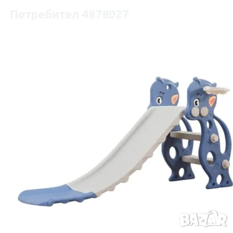 Детска пързалка 130 см с баскетболен кош и топка – Многоцветен комплект за дома и градината, снимка 2 - Играчки за стая - 55790643