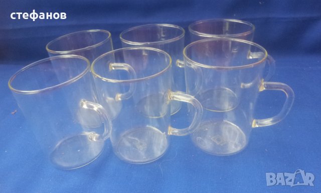 Руски термоустойчиви стакани /чаши/ за чай с дръжка 