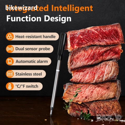 AIRMSEN Bluetooth термометър за месо с APP контрол НОВ С ТРАНСПОРТЕН ДЕФЕКТ, снимка 5 - Друга електроника - 52472918