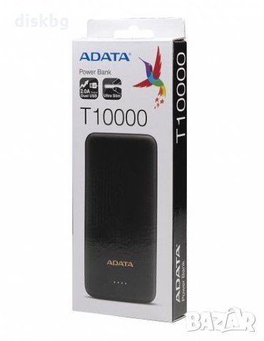 Нова външна батерия 10000 mAh "Adata" T10000 Black - Power Bank