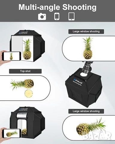 Софтбокс PULUZ фото студио LED преносимо студио за продуктова фотография 40x40см, снимка 3 - Светкавици, студийно осветление - 50942572