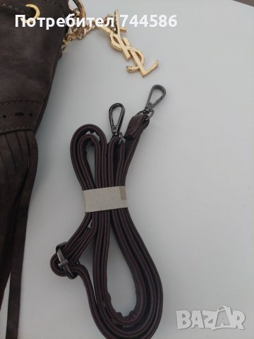 Дамска чанта Yves Saint Laurent YSL велурена с ресни , снимка 7 - Чанти - 38347096