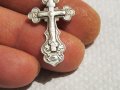 сребърен кръст разпятие православен кръст с Исус Христос и надпис Споси и Сохрани сребро, снимка 5