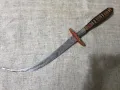 Старинен ритуален кинжал.Дръжка от екзотична дървесина и извито острие с орнаменти, снимка 4