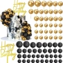 75 броя топки топчета черни брокат златисти топер Happy birthday декорация торта , снимка 1