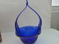 Стъклена кошница купа кобалт , снимка 2