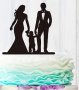 Семейство двойка с бебе черен сватбен пластмасов топер украса табела за торта