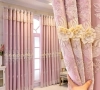 Елегантна розова Бродирана завеса, снимка 1