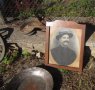 Стар портрет, снимка на мъж с шапка, с дървена рамка, снимка 1 - Други ценни предмети - 31107392