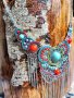 Елегантна огърлица със цветни камъни от верижка -цветни камъни във формата на , снимка 8