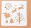 Елени елен със шейна Merry Christmas стенсил шаблон за спрей за торта украса Scrapbooking, снимка 3