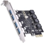 Нова 4-портова PCIE USB 3.0 карта Super Speed 5Gbps PCI Express (PCIe) разширителна карта ..., снимка 1