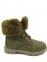 Дамски боти с пух в зелено/промоция, снимка 1