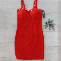Червена рокля с презрамки, снимка 1 - Рокли - 40167949