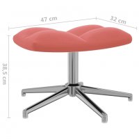 Релаксиращ стол с табуретка, розов, кадифе, снимка 10 - Столове - 38662019