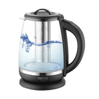  Стъклена ел. кана за вода 2,0 л.- с температурен контрол и кошничка за варене на чай  CR 1290, снимка 6 - Кани - 31416217
