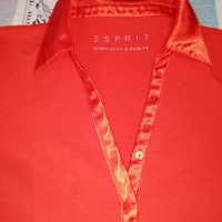  Червена блуза със сатенена яка Esprit р-р М , снимка 11 - Тениски - 31456586
