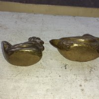 Лот от две стари бронзови пиленца статуетка фигура пластика, снимка 3 - Антикварни и старинни предмети - 39145692