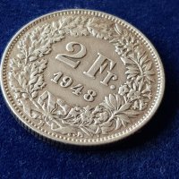 2 франка 1948 Швейцария СРЕБЪРНИ сребърна монета сребр, снимка 3 - Нумизматика и бонистика - 39771736