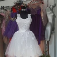 къса бална официална сватбена рокля в цвят и размер по заявка, снимка 2 - Сватбени рокли - 30563103