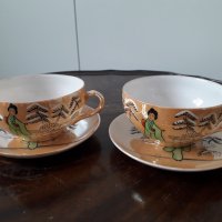 Две чаши за кафе с чинийки от фин китайски порцелан , снимка 1 - Чаши - 31863898