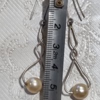 Сребърни обеци 925 с перли , снимка 6 - Обеци - 44279302