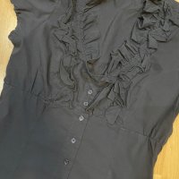 Черна дамска риза с къс ръкав , снимка 2 - Ризи - 44464404