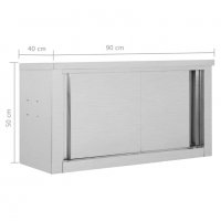 Кухненски стенен шкаф с плъзгащи врати, 90x40x50 см, стомана, снимка 9 - Шкафове - 38087971